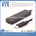 USB 3.1 Typ C Mehrere 3 Ports Hub mit Gigabit Ethernet Netzwerk LAN Adapter